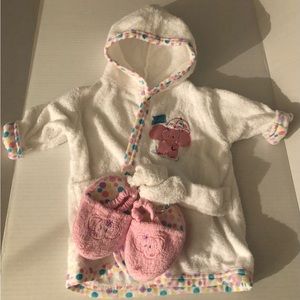 Luvable Friends Baby Girl Bathrobe & Slippers